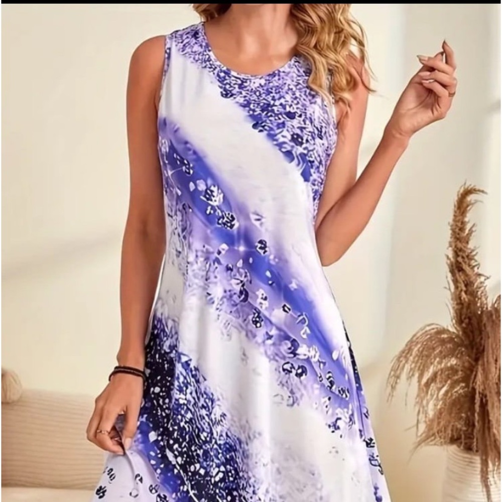 New! Women Chic Sleeveless Tank Dress. Comfortable Crew Neck. Size: X-Large